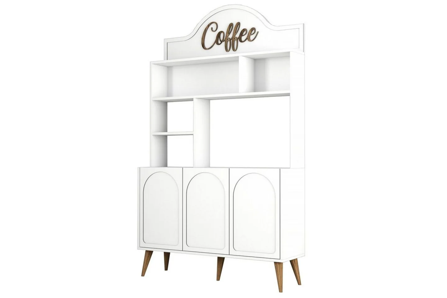 Kaffebarskåp Hazim Tre Vit / Valnöt - Vit / Valnöt