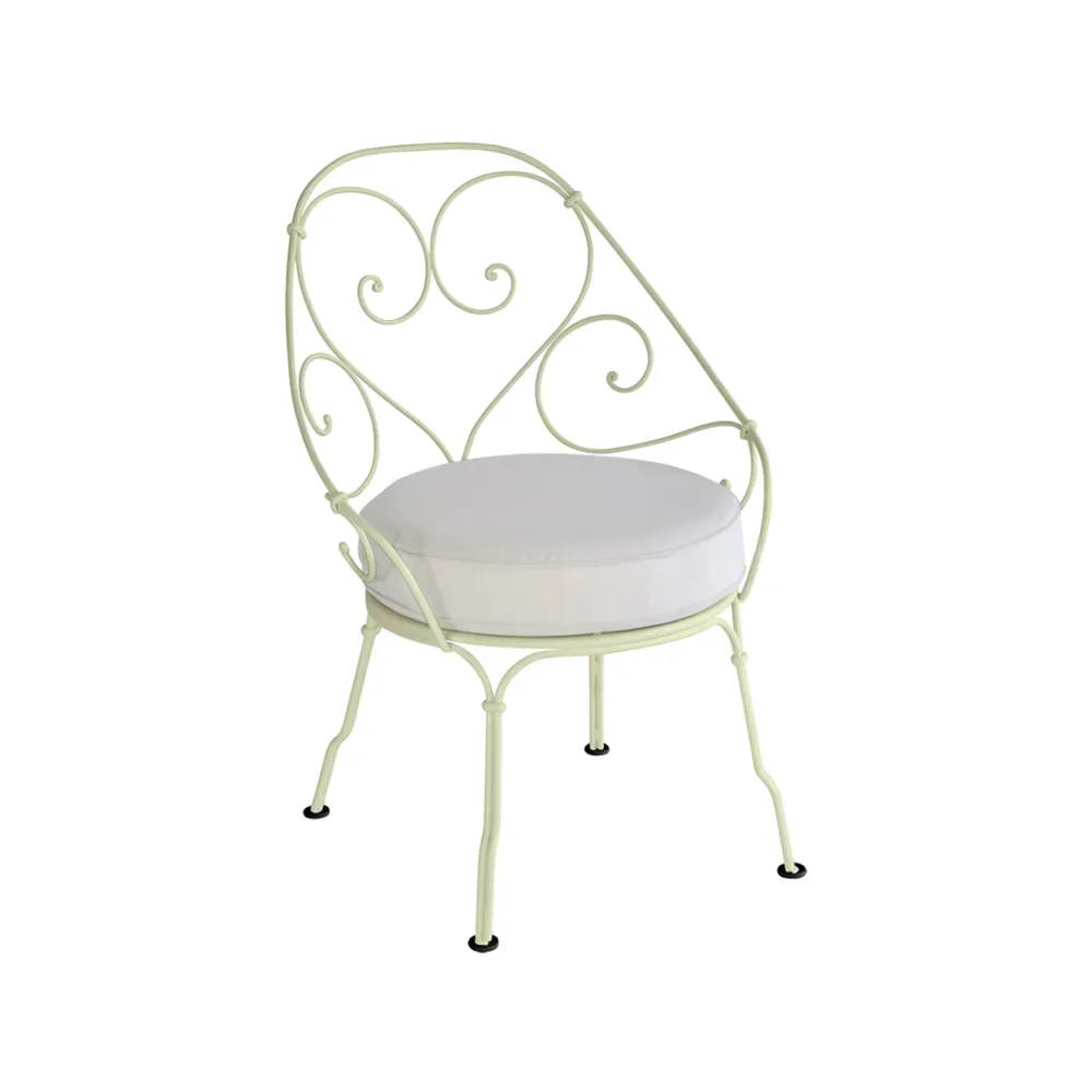Fermob 1900 Cabriolet karmstol Willow green (grön), off-white dyna