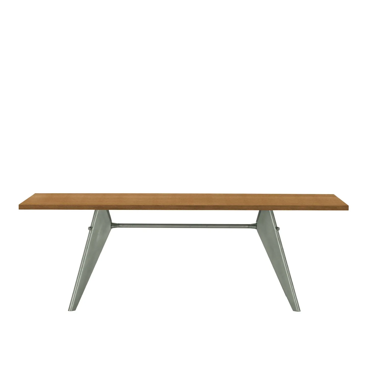Vitra - EM Table 200, Base Prouvé Gris Vermeer - Solid American Walnut - Matbord - Jean Prouvé - Grön,Brun,Träfärgad - Metall/Trä