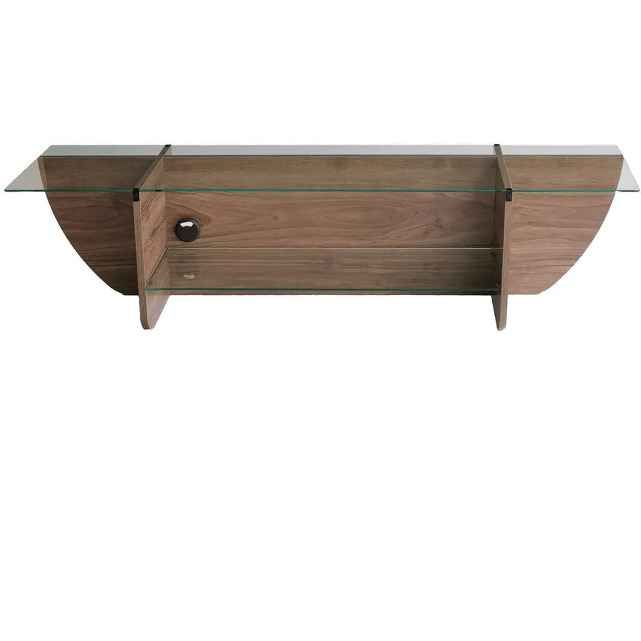 TV-Möbel Yasam Walnuss Glas/Melaminbeschichtete Spanplatte B 158 cm
