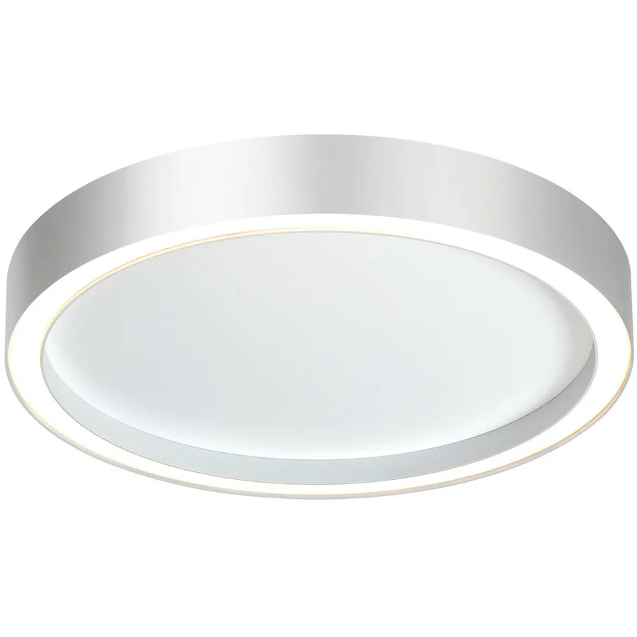 Bopp Deckenlampe Aura Weiss/Silber Aluminium 40 cm 4 cm - Farbe: Aluminium/Weiss - LED - Lichtfarbe: Extra warmweiss - Deckenlampe- LED