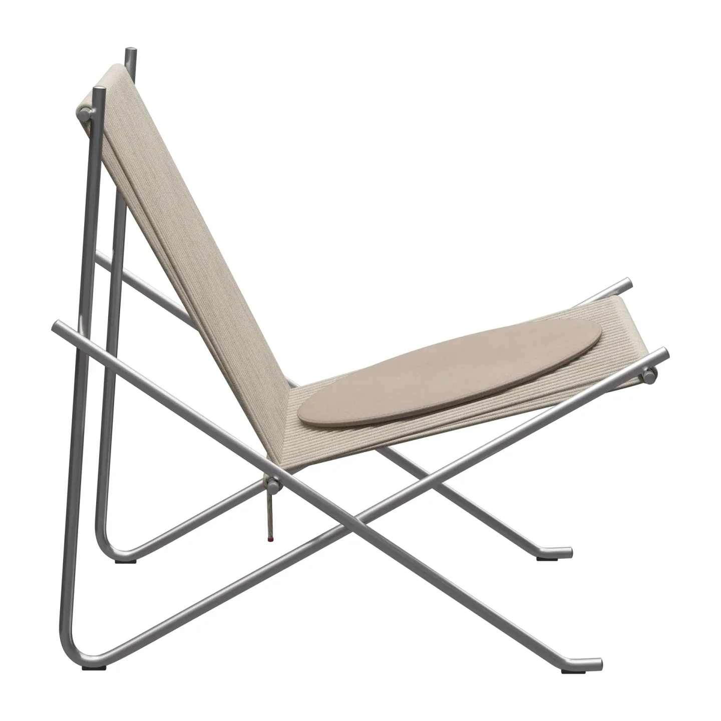 Fritz Hansen PK4 loungestol med dyna Rostfritt stål-natur-natur