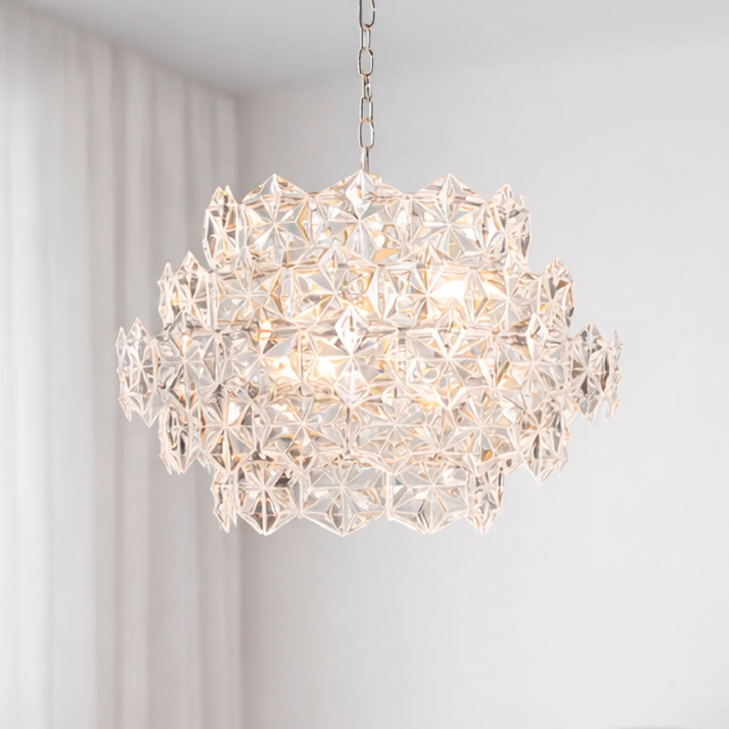 Monarque Mini hengelampe, krom/klar, akryl, E14 – By Rydéns - Spisestue - Plast - Med en lyskilde