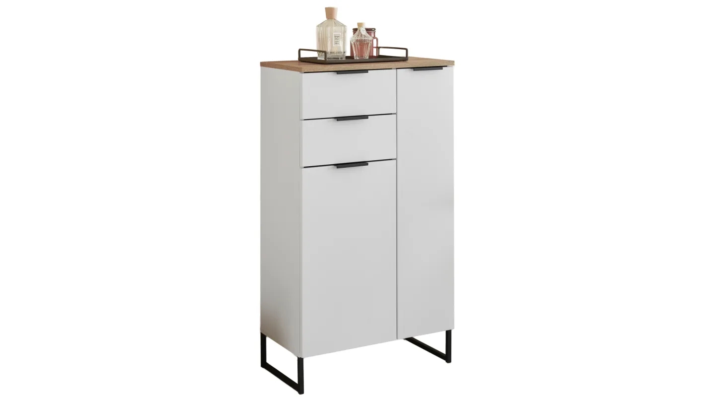 Bad Unterschrank weiß Eiche 60 cm - 2 Schubladen - DALIA
