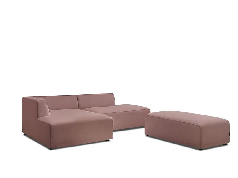 Ecksofa mit Hocker BOBOCHIC MEGEVE Stoff chiniert rosa