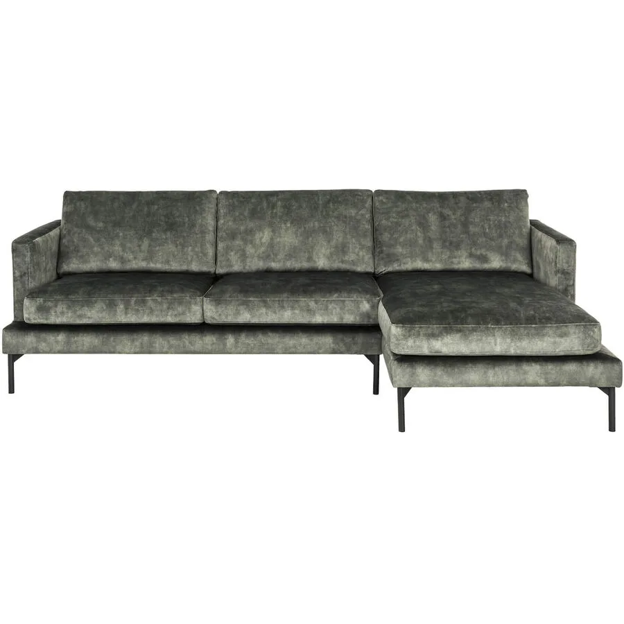 Ecksofa Vanessa Rechts Samt olivgrün B 246 T 143 cm