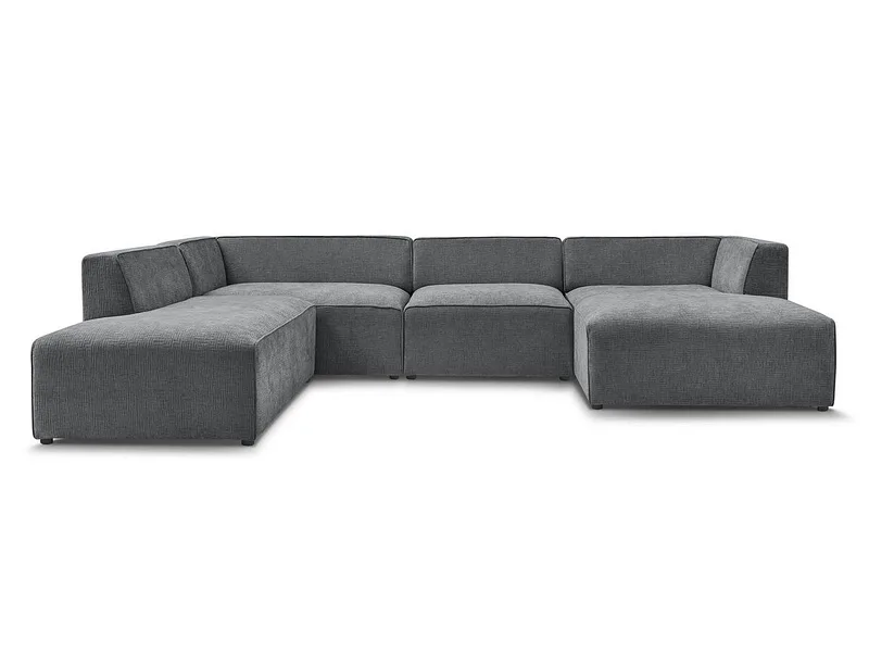 Wohnlandschaft BOBOCHIC MEGEVE Stoff mit Textur dunkelgrau