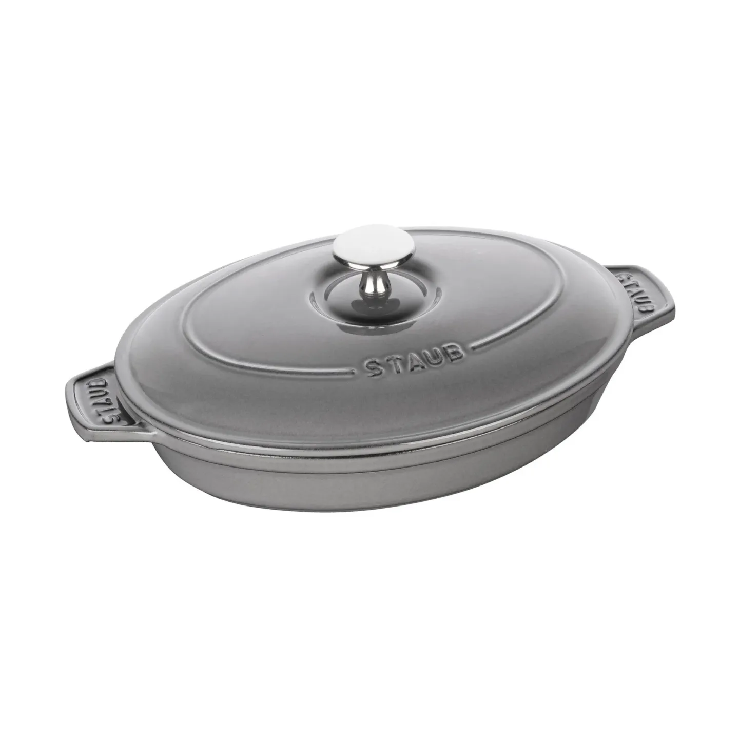 STAUB Staub Backform Gusseisen mit Deckel oval 23 cm Grafitgrau