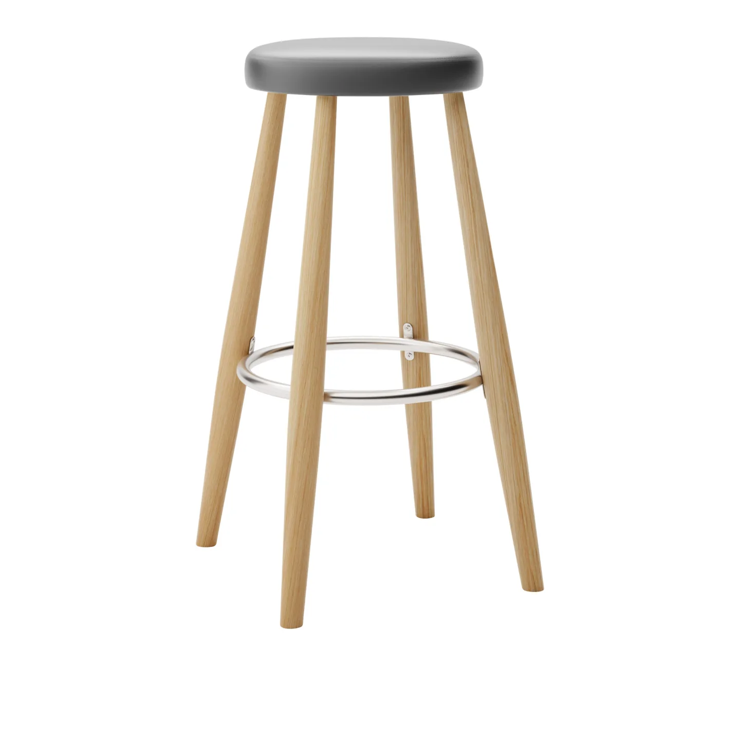 Carl Hansen - CH56 High Stool, Oljad Ek, Lädergrupp A Loke - 7150 - Barstolar - Hans J. Wegner - Träfärgad - Läder/Metall/Trä