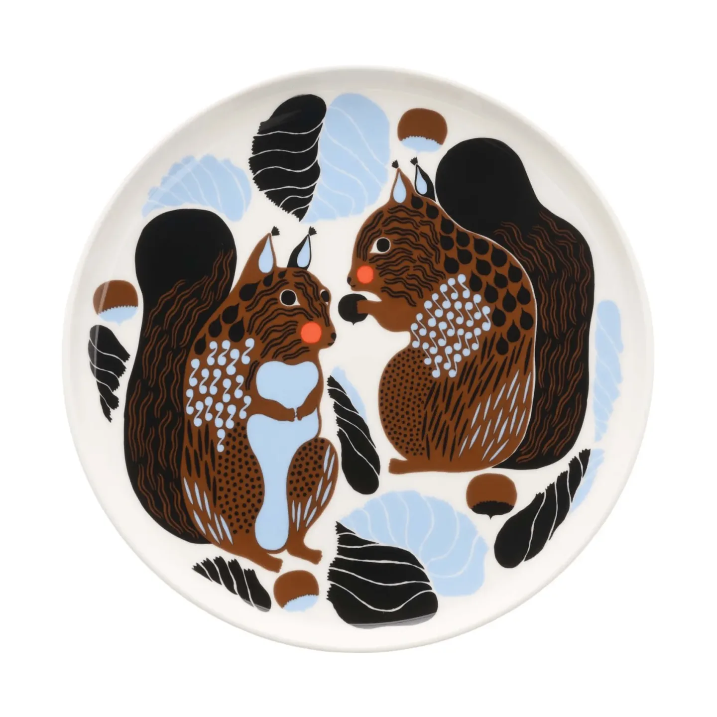 Marimekko Kurre tallrik White-brown-black-light blue