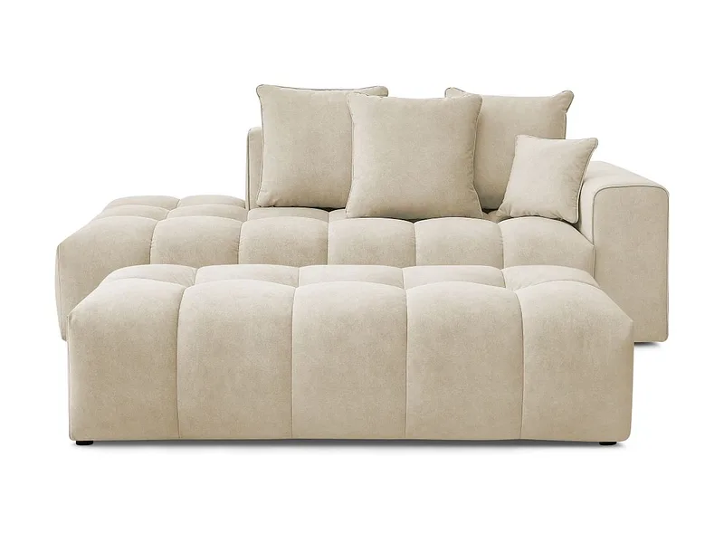 3er Sofa mit Hocker BOBOCHIC MONT-BLANC Samt beige
