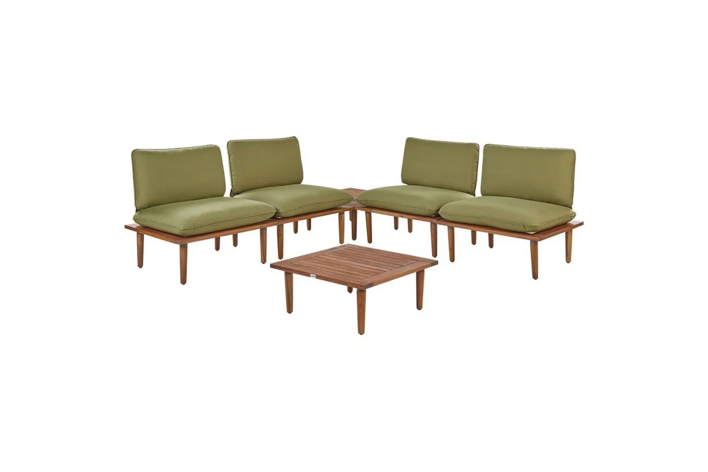 Loungegrupp med bord Frascati Grönt/ljust trä, 4-Sits - Grönt/ljust trä, 4-Sits