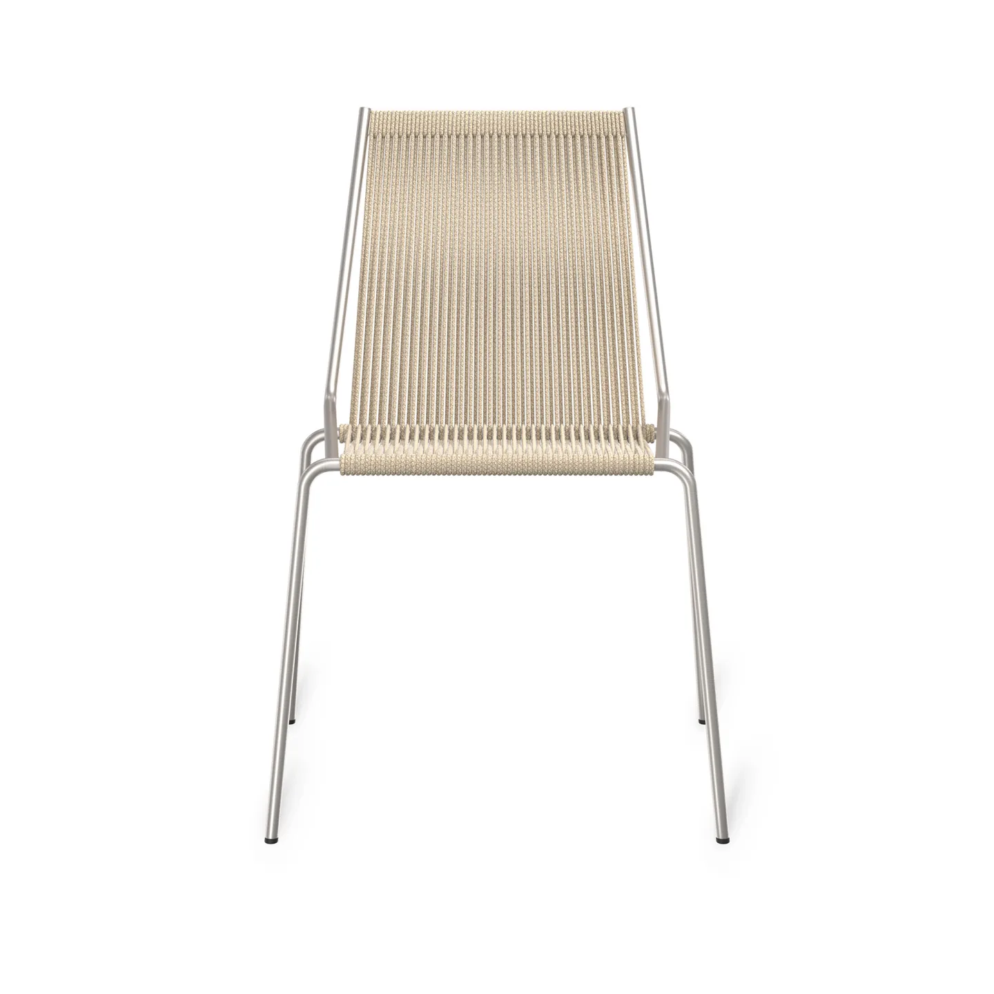 Thorup Copenhagen - Noel Chair, Brushed stainless steel base, Upholstered seat and back, linen flag halyard, natural - Matstolar - Kasper Thorup - Silver - Metall/Textilmaterial