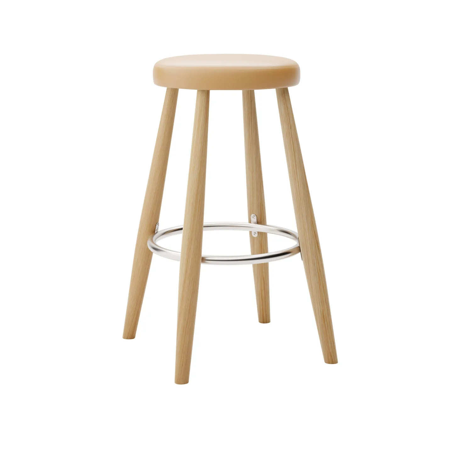 Carl Hansen - CH58 Low Stool, Oljad Ek, Lädergrupp A Loke - 7050 - Barstolar - Hans J. Wegner - Träfärgad - Läder/Metall/Trä