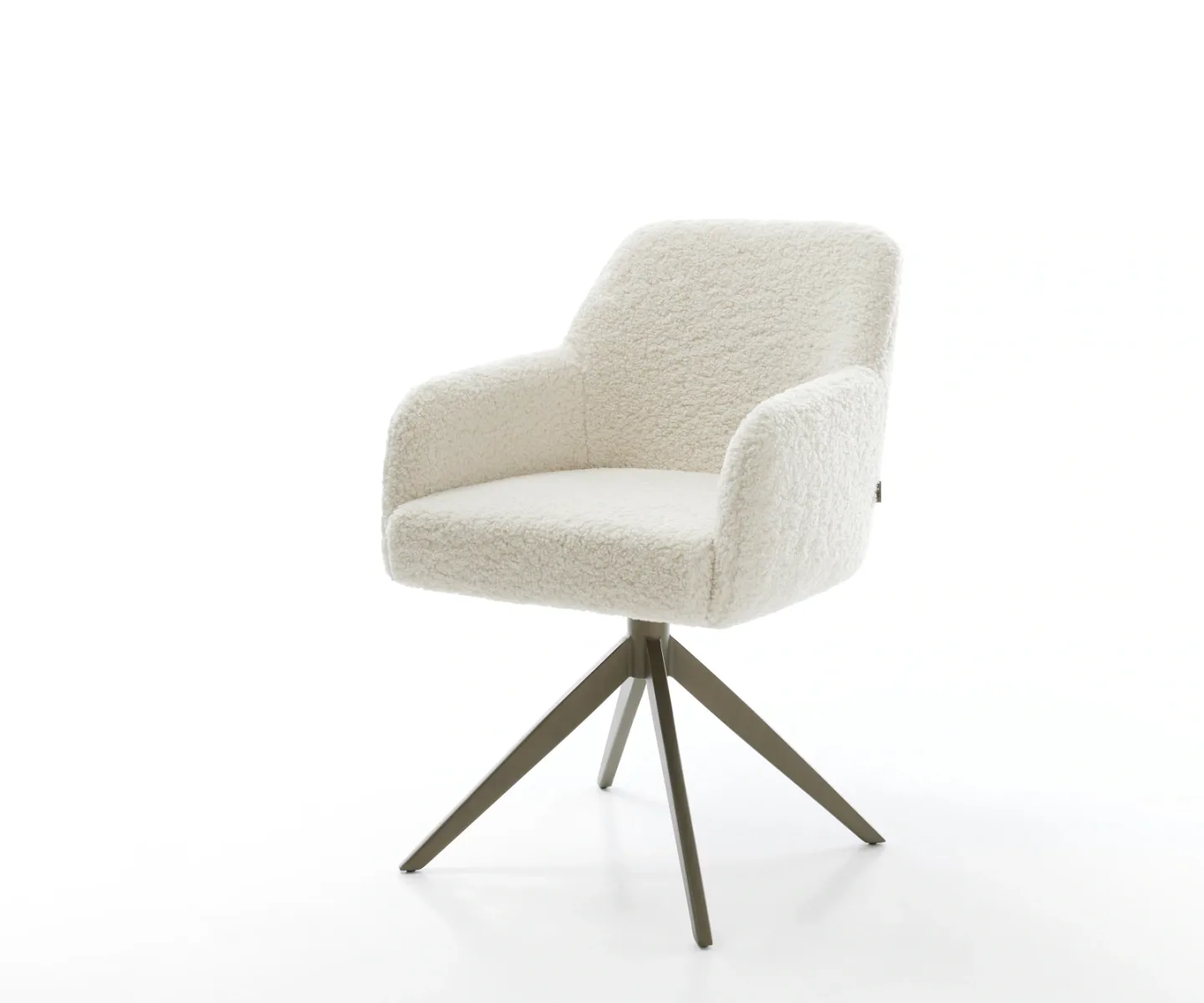 Drehstuhl Greg-Flex Teddystoff Beige Kreuzgestell breit Effektfinish Titan 360° drehbar Wippfunktion Taschenfederkern