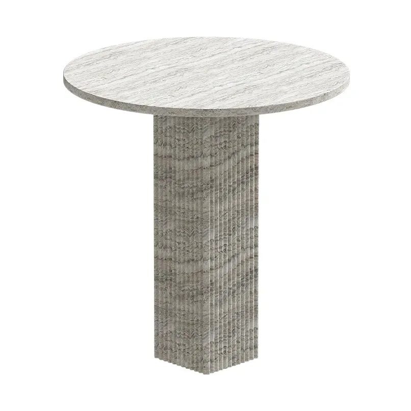 NORR11 Soho matbord Silver travertin, Ø80x74