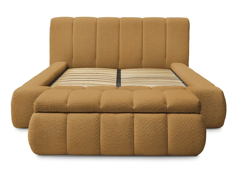 Kastenbett mit Bettkasten BOBOCHIC DENALI 180x200cm boucle-stoff gelb