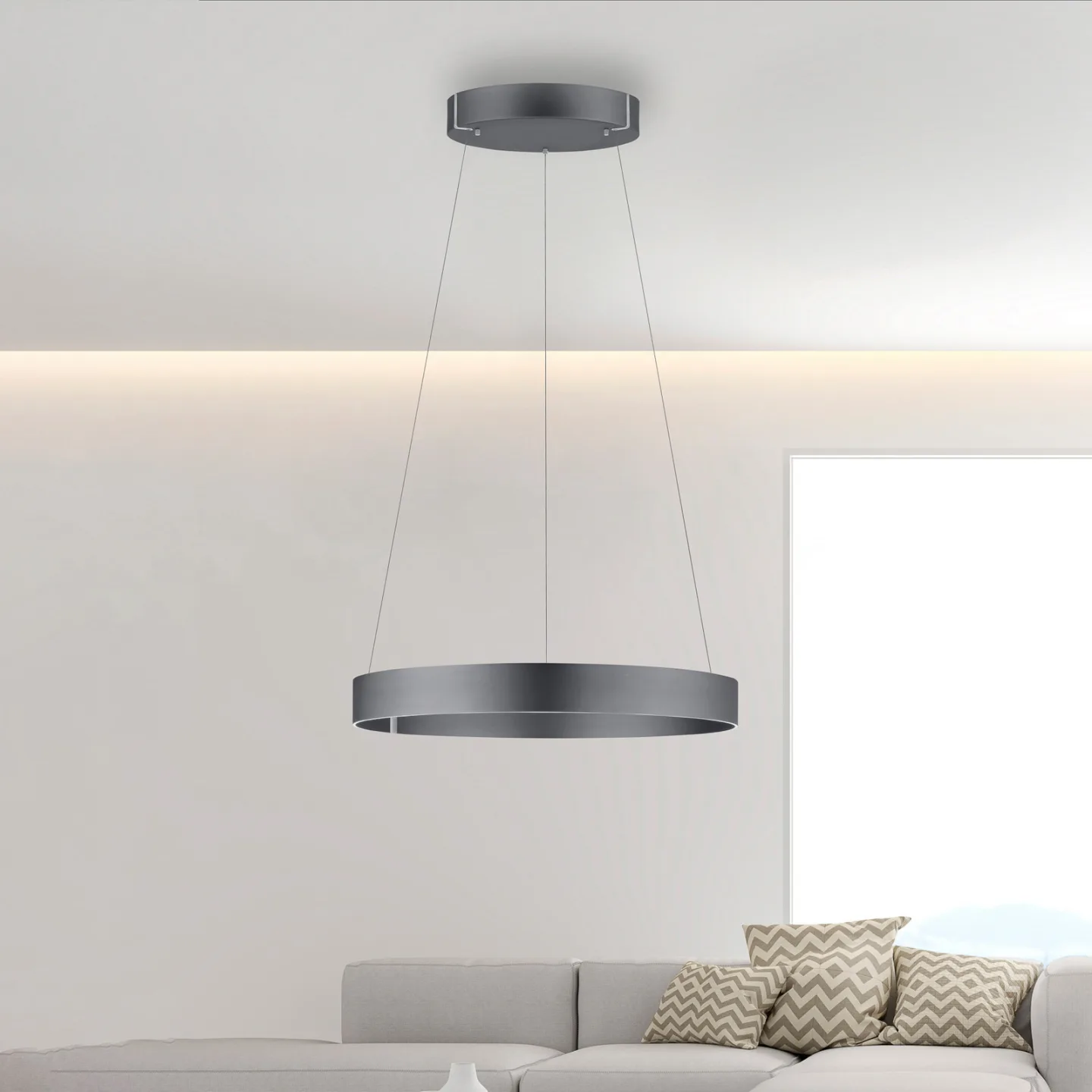 E-Clipse LED-Hängeleuchte, mystic grey, Ø 70 cm, CCT - PURE PURE E-Clipse - Wohnzimmer - Modern - Metall - Einflammig