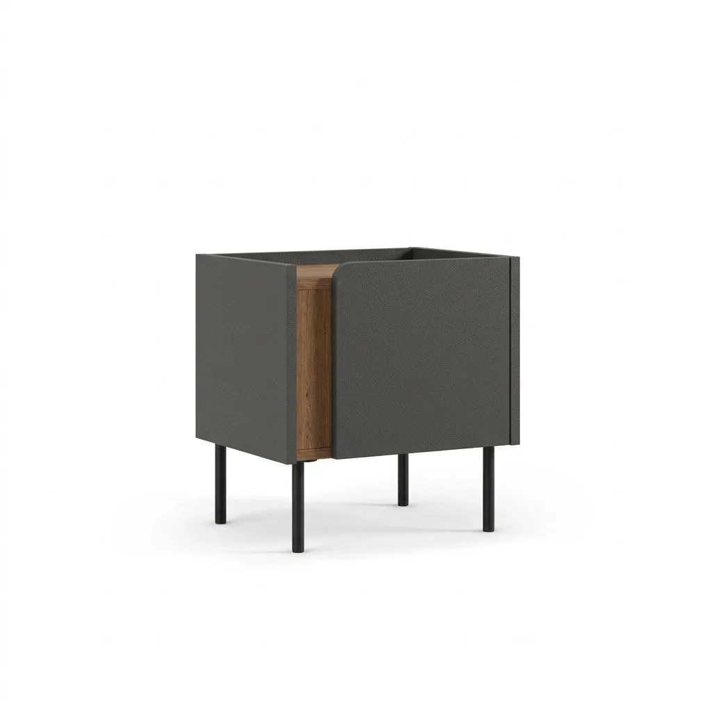 Lomar Nattduksbord 45,5x47,8x35 cm - Naturlig ek, antracit, svart