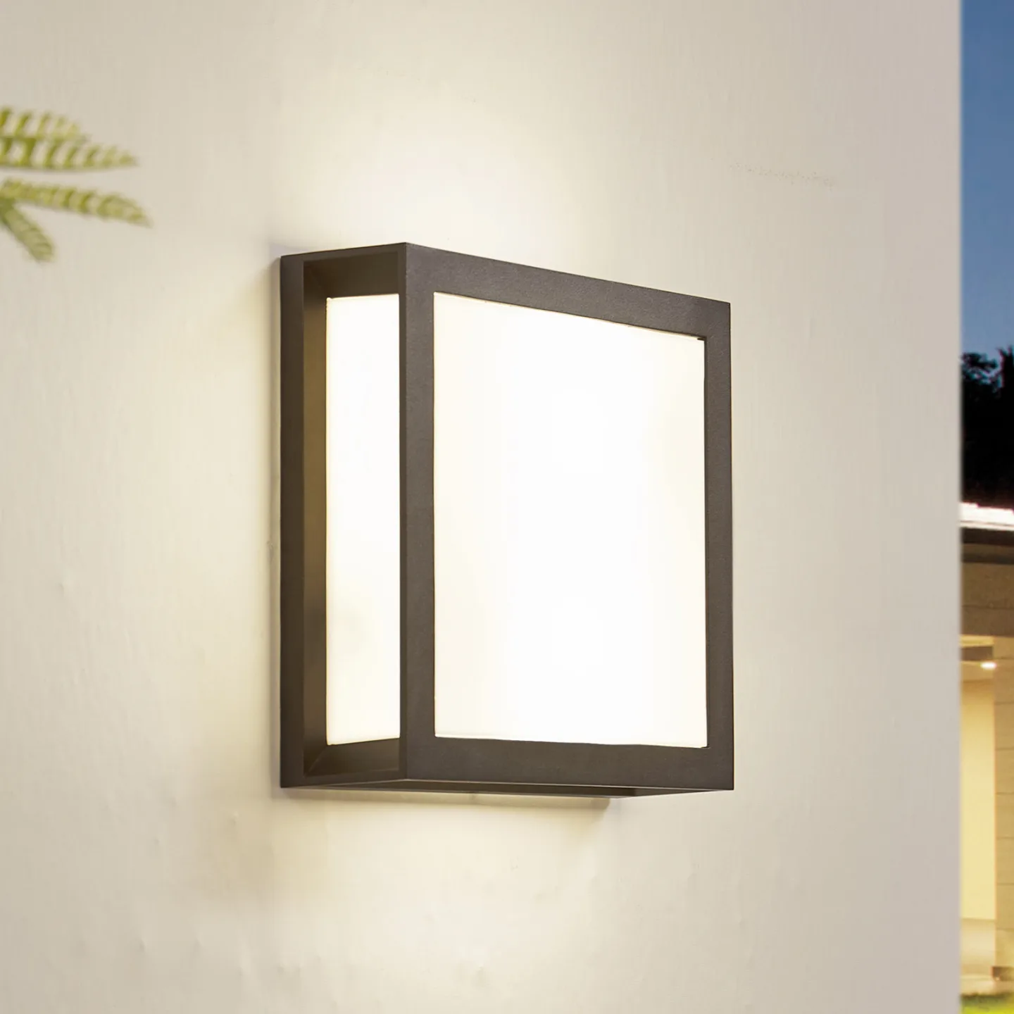 Sivana Außenwandleuchte Schwarz - Lindby - Terrasse - Modern - Kunststoff - Eckig