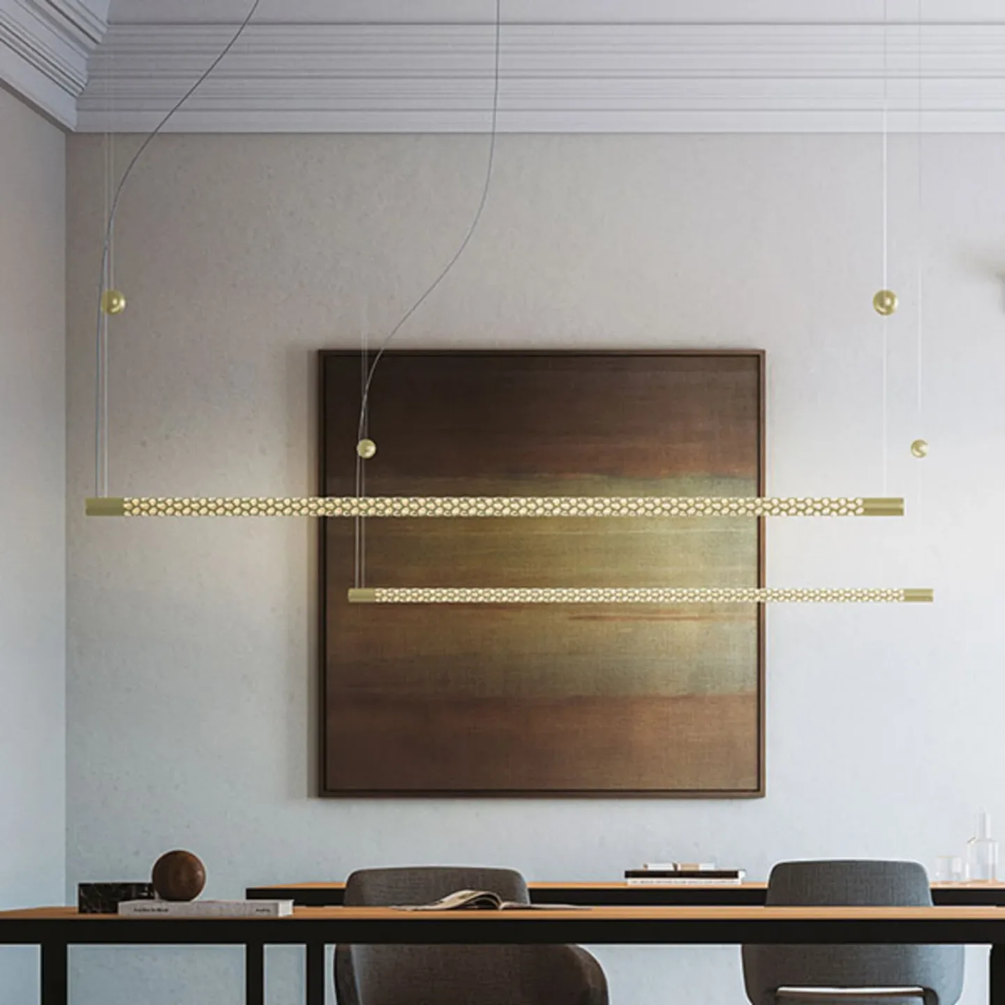 Squiggle H8 Pendelleuchte 2700K Gold - Rotaliana - Wohnzimmer - Design - Metall - Einflammig