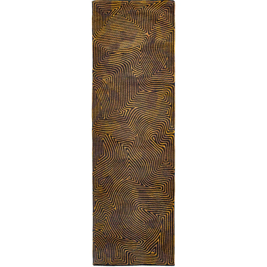 Teppich Coral Schwarz/Gold Polyester 80 cm 250 cm