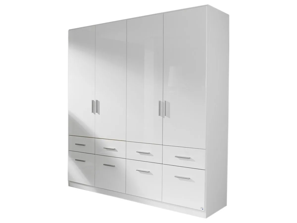 Kleiderschrank weiß hochglanz - rauch - 181 cm - CELLE