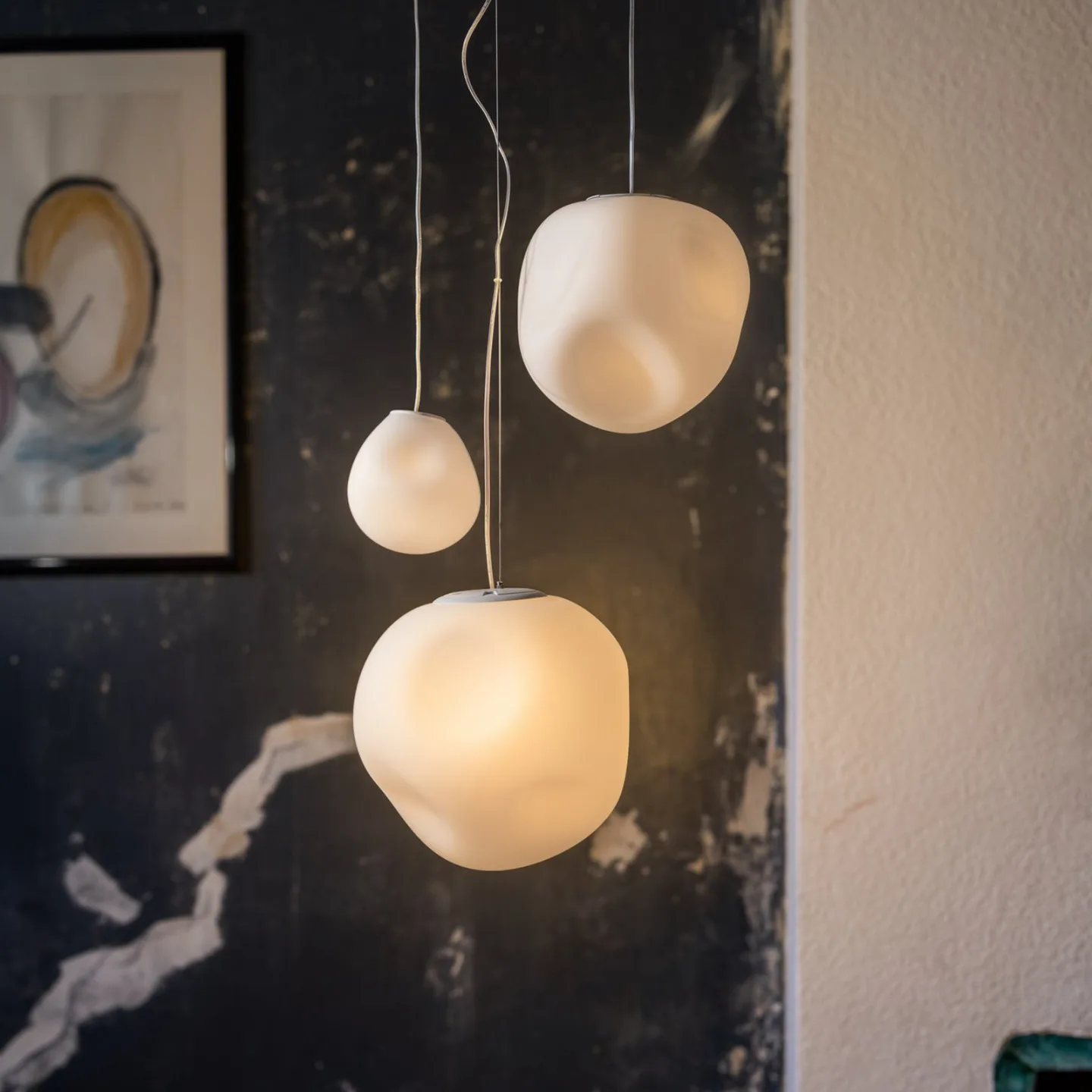 Hoba Piccola Hängelampe, Ø13cm, Abhängung 1000cm - Foscarini - Wohnzimmer - Design - Glas - Einflammig