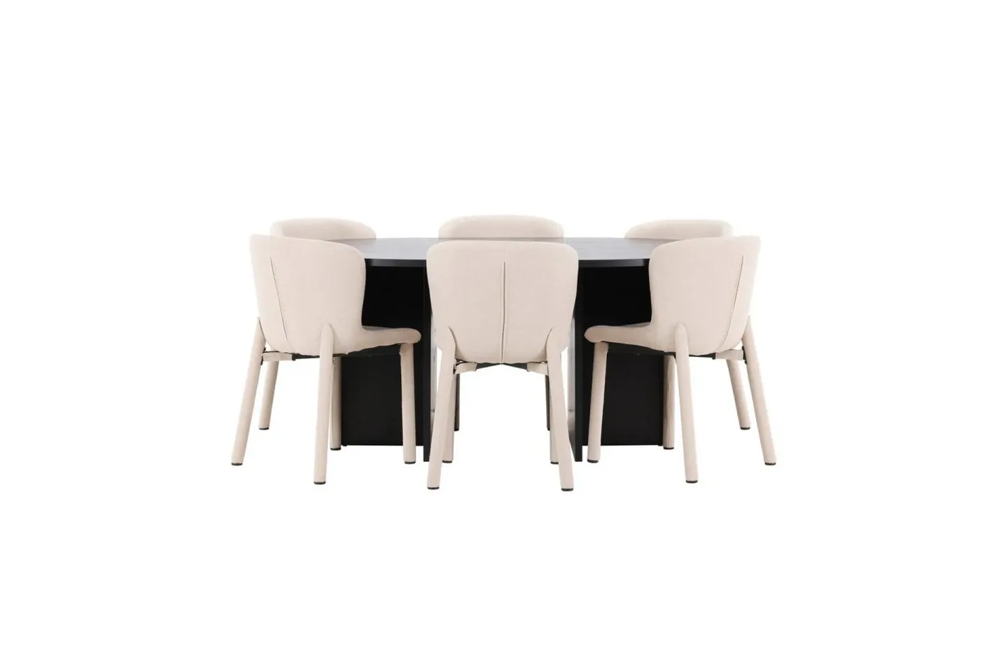 Matgrupp Strada Runt 120/170 cm Svart med Astoria Stolar 6 st, Beige - 6 st, Beige