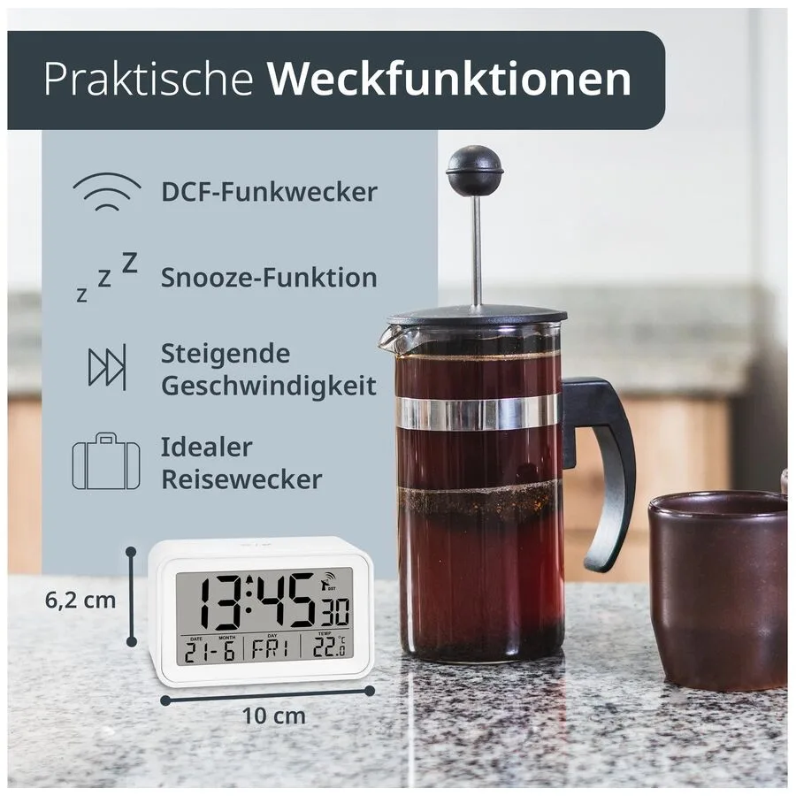 Wecker ADE Weiss ABS