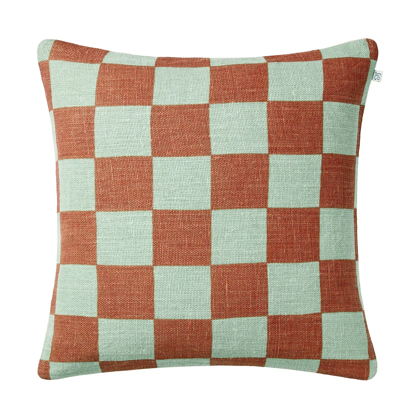 Chhatwal & Jonsson Buffalo Check Aqua-apricot orange, 50x50 cm