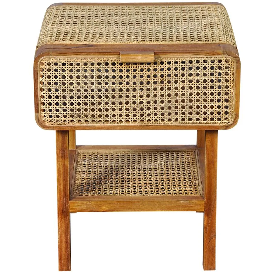Nachttisch Livio Natur Teak, Rattan B 48 H 60 cm