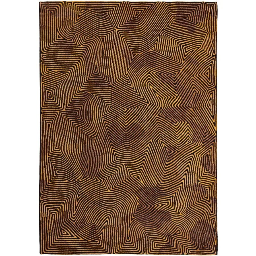 Teppich Coral Schwarz/Gold Polyester 200 cm 280 cm