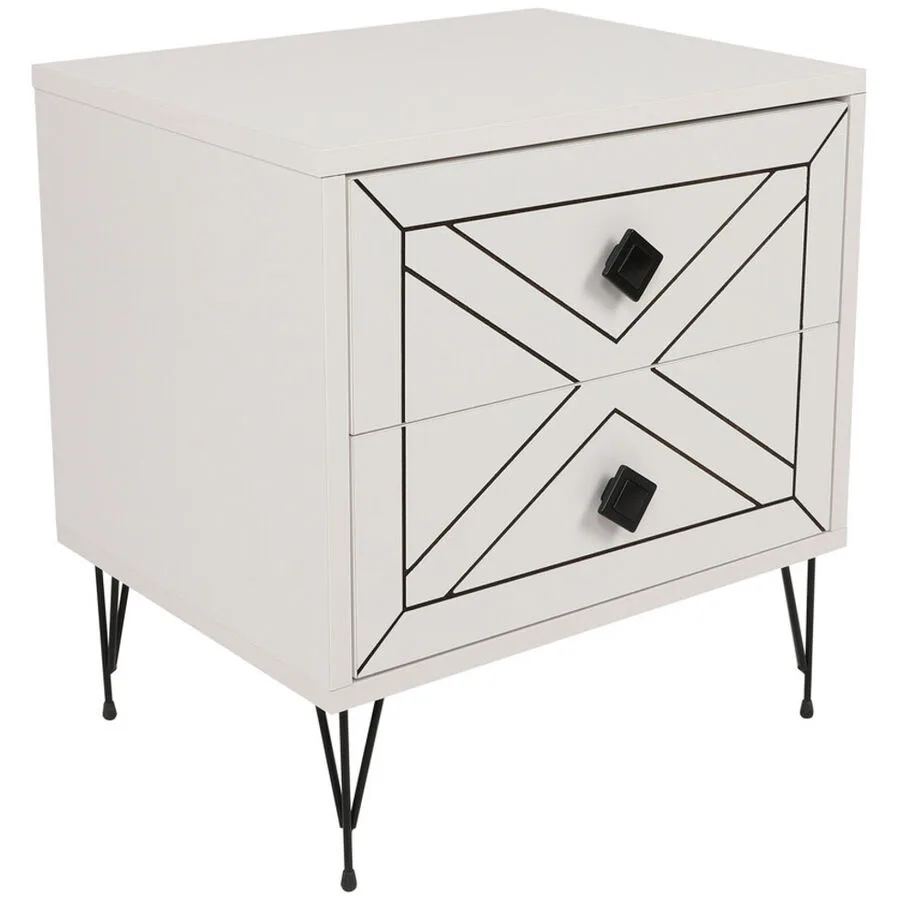 Nachttisch Uyumak weiss Melaminbeschichtete Spanplatte B 50 H 55 cm