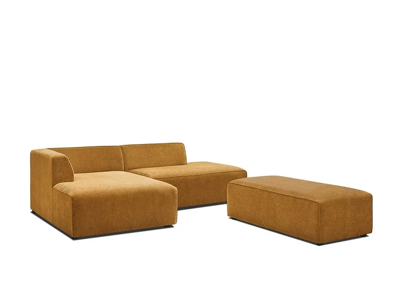 Sofa mit Hocker BOBOCHIC MEGEVE Stoff mit Textur gelb