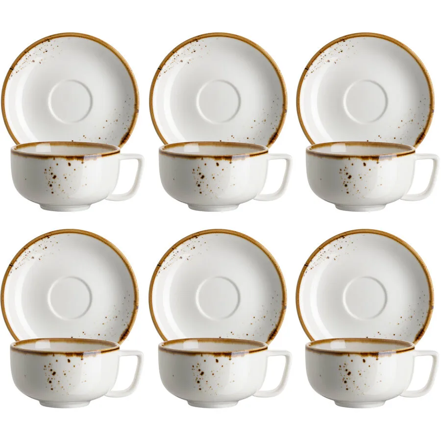 MÄSER Espressotassen-Set 12-tlg. Pintar Weiss/Braun Porzellan 0.105 l