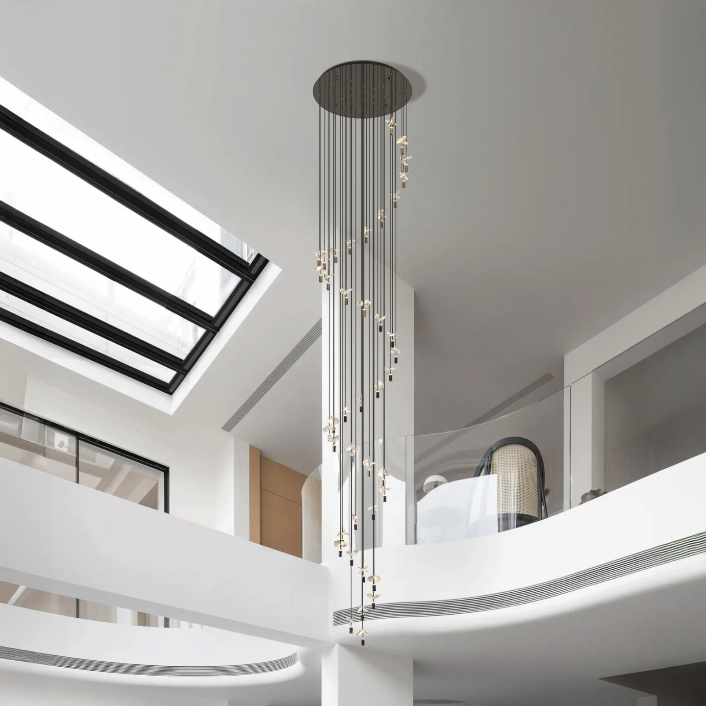 Comareira Hängelampe nickel 500x78 cm CCT - Stars of Light - Wohnzimmer - Modern - Glas - Mehrflammig