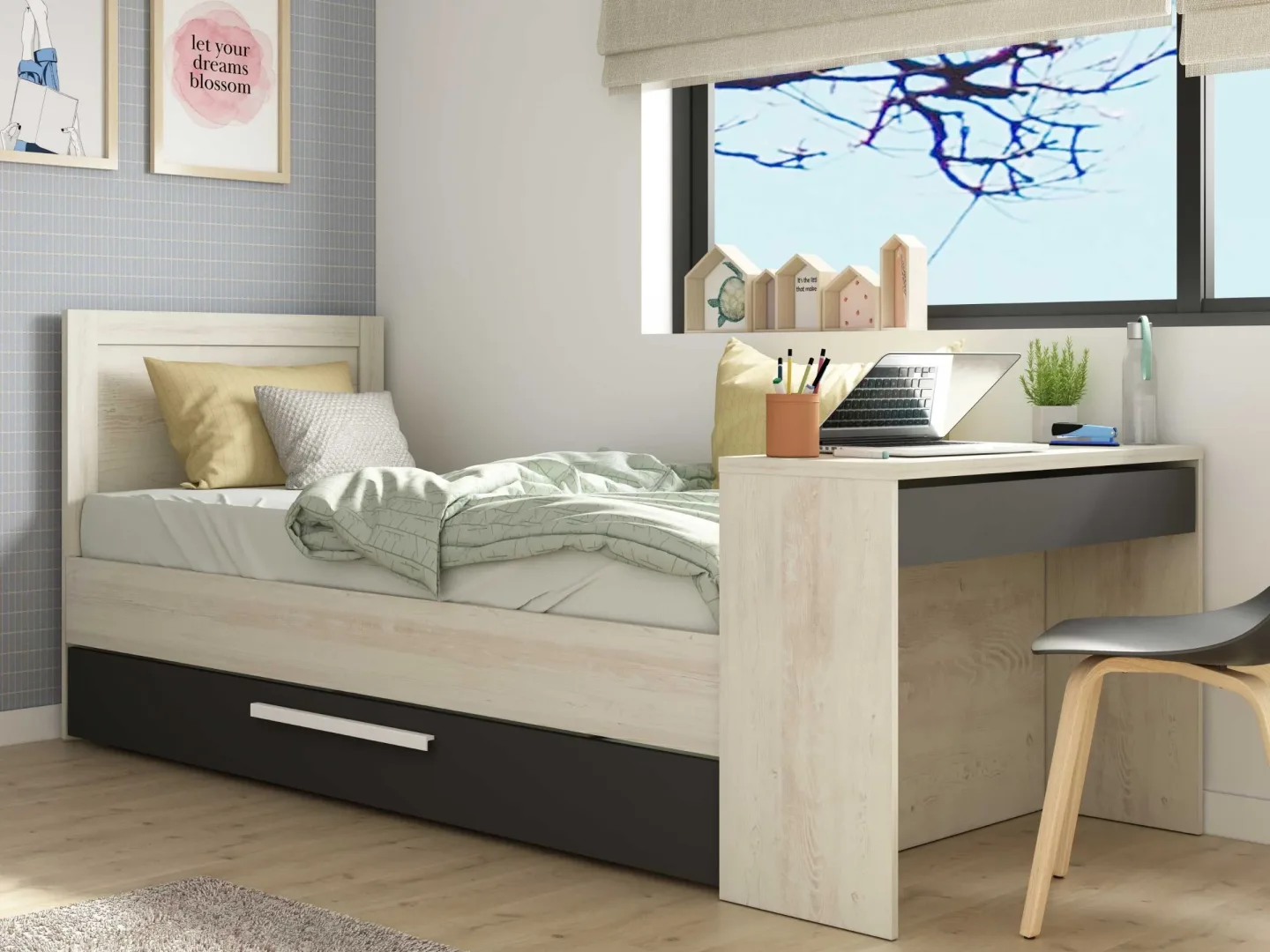 Drømmerom - Shipley multiseng Trasman 90x200 - Natur/Sort