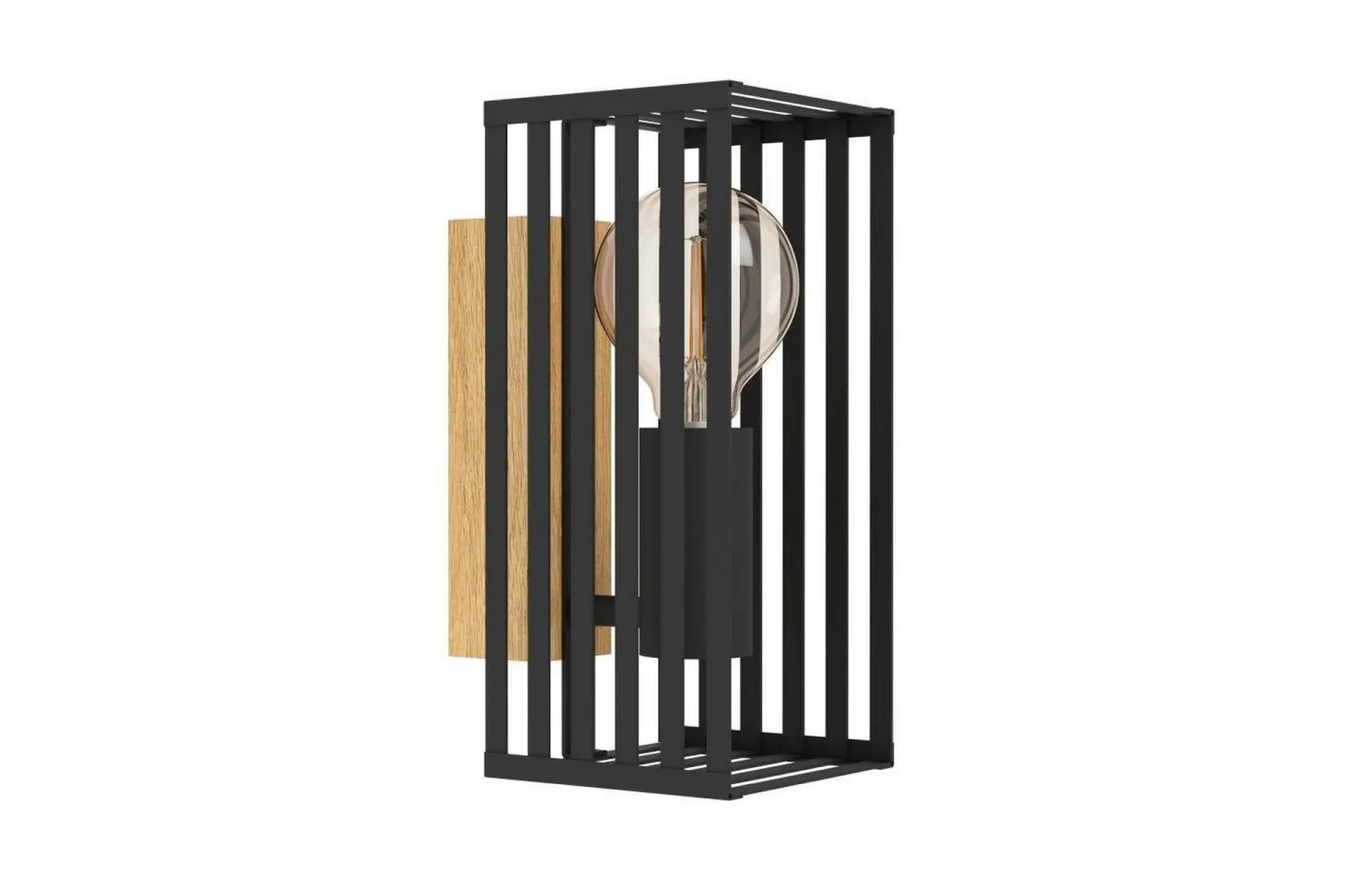Vägglampa Eglo Cidraz Svart/Trä -