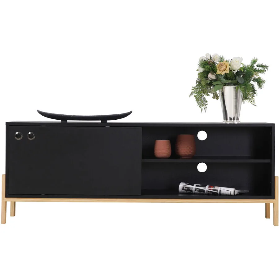 Lowboard Klaus schwarz/natur MDF B 140 cm