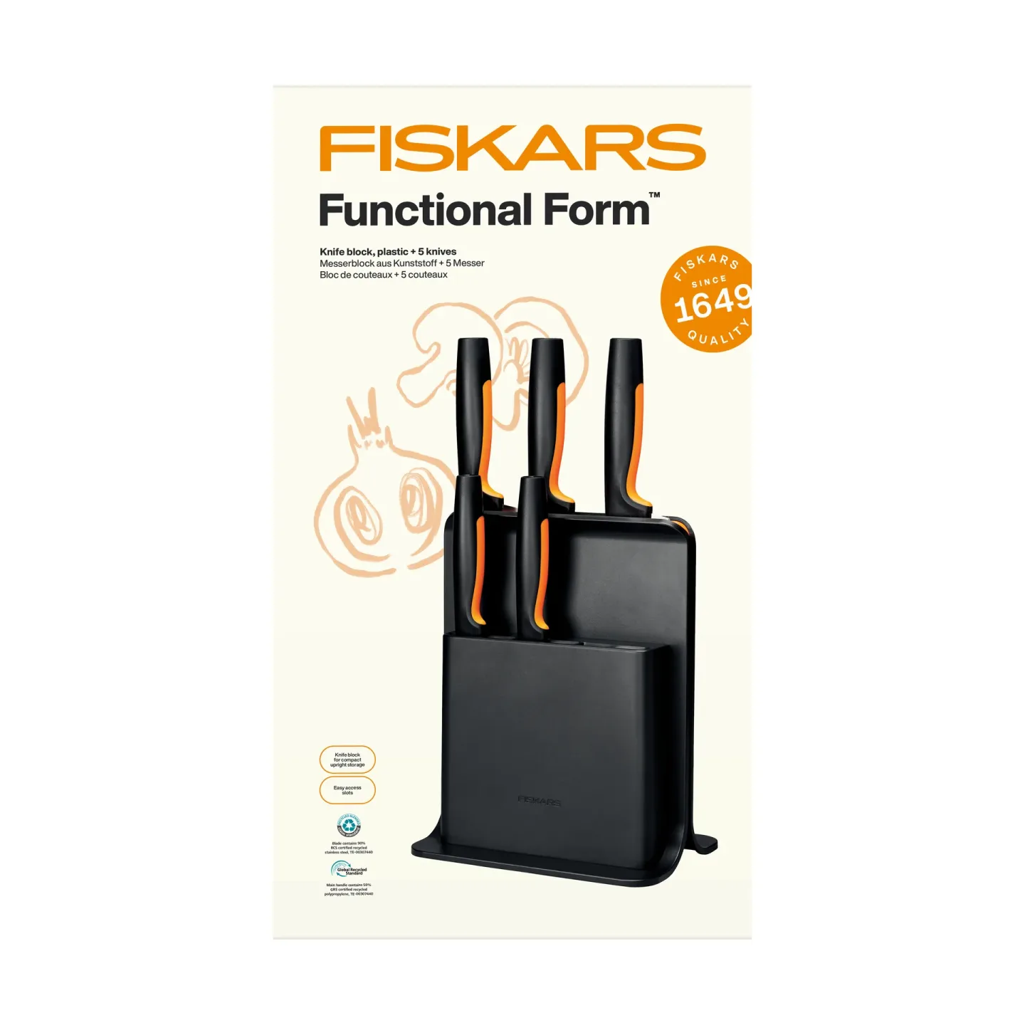 Fiskars Functional Form Messer-Set mit Messerblock Kunststoff, 6-teilig