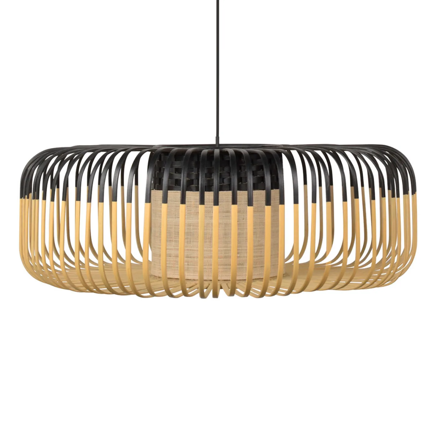 Bamboo pendellampe XL Black - Forestier Bamboo Light XL - Stue - Design - Bambus - Med én lyskilde