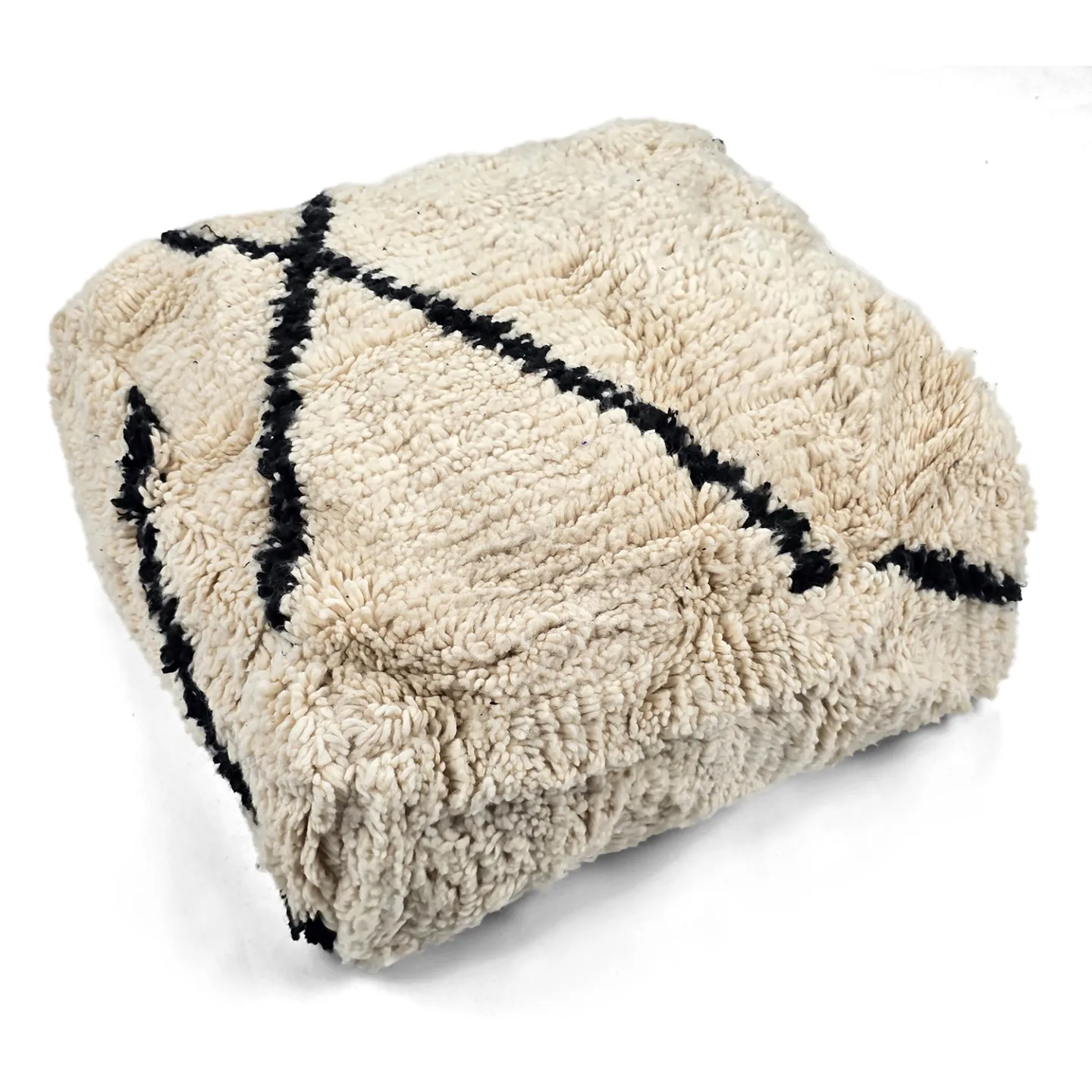 Sittepuff - Marokkansk Beni Ourain 048 (Størrelse: 60 x 60 cm)