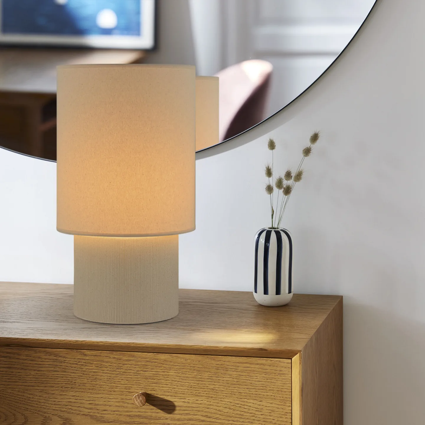 Rhodes Tischleuchte elfenbein/beige Höhe 51 cm - Corep SAS - Wohnzimmer - Keramik - Mit Schirm