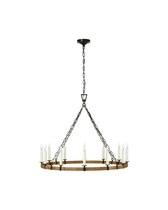 Darlana Wrapped Ring Chandelier Rattan / Black