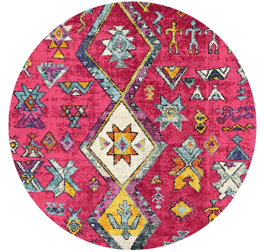 Rundt teppe - Misare (rosa/multi) (Størrelse: Ø 200 cm)