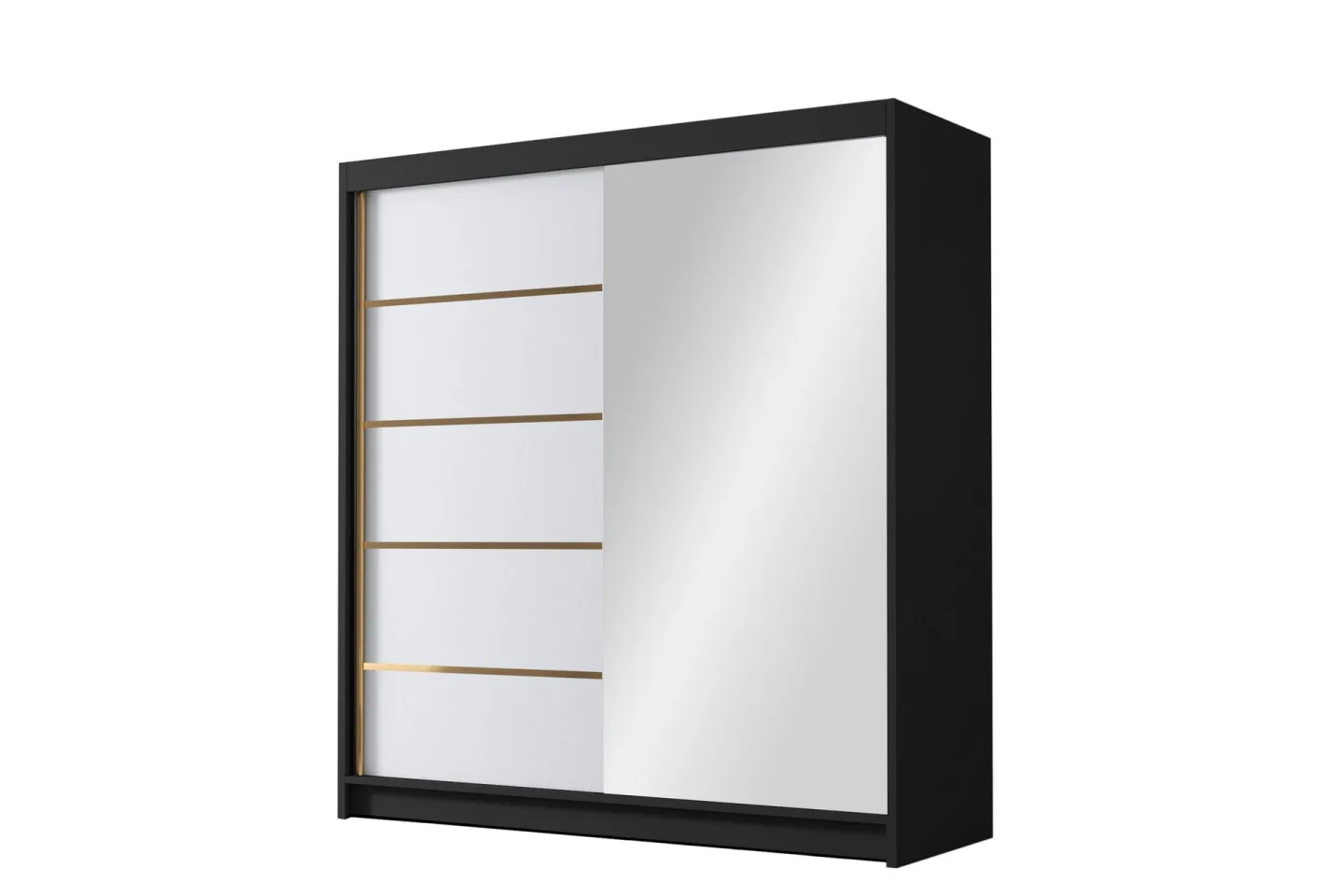 Chavez Garderob med Spegel 180x215 cm - Vit/Svart