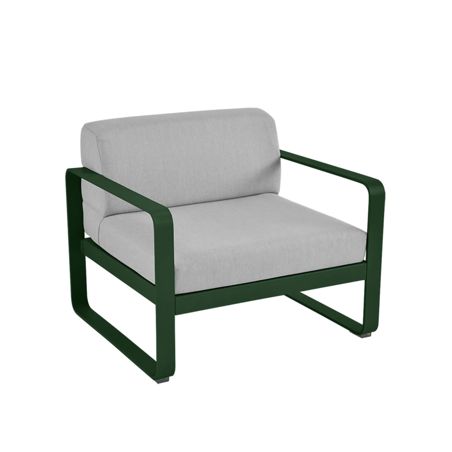 Fermob - Bellevie Armchair Flannel Grey Cushions, Cedar Green - Fåtöljer utomhus - Pagnon & Pelhaître - Grön - Metall/Plast