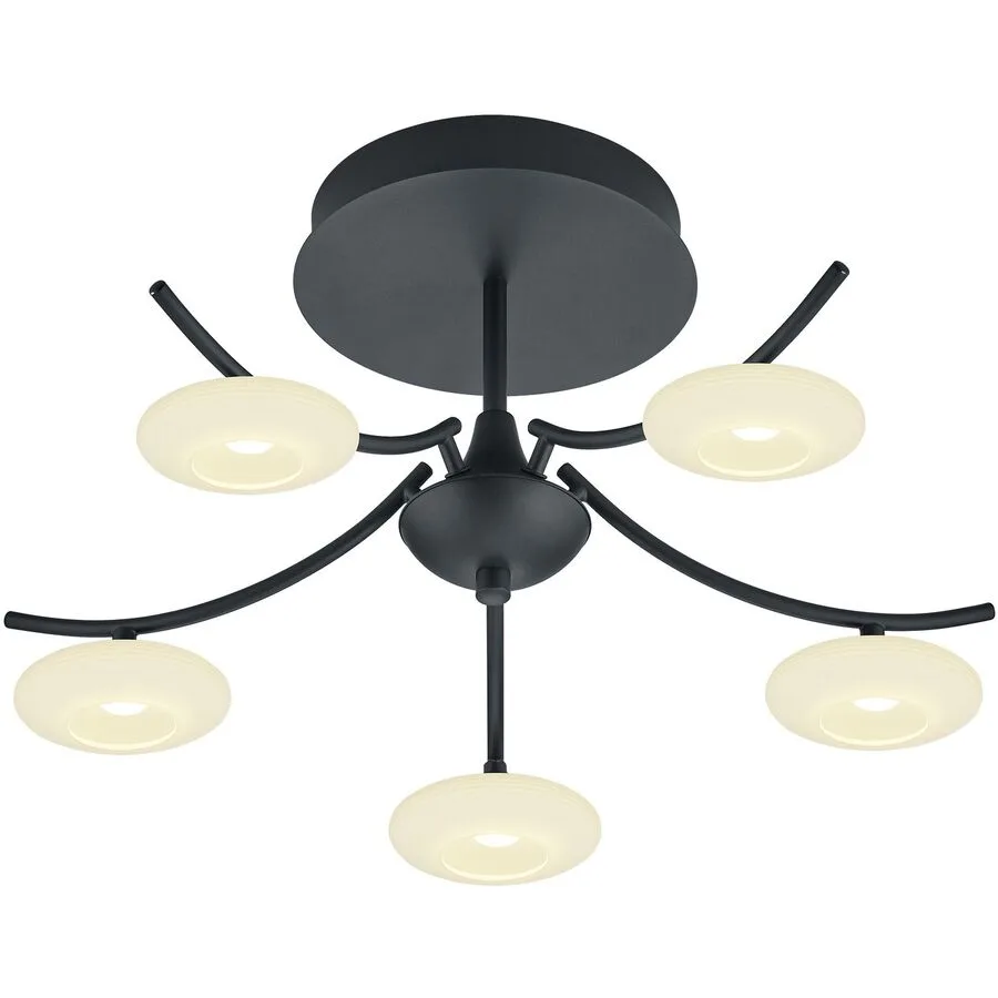 Deckenlampe Kari Schwarz Metall 53 cm 28 cm - LED - Lichtfarbe: Extra warmweiss - LED Energiesparlampen