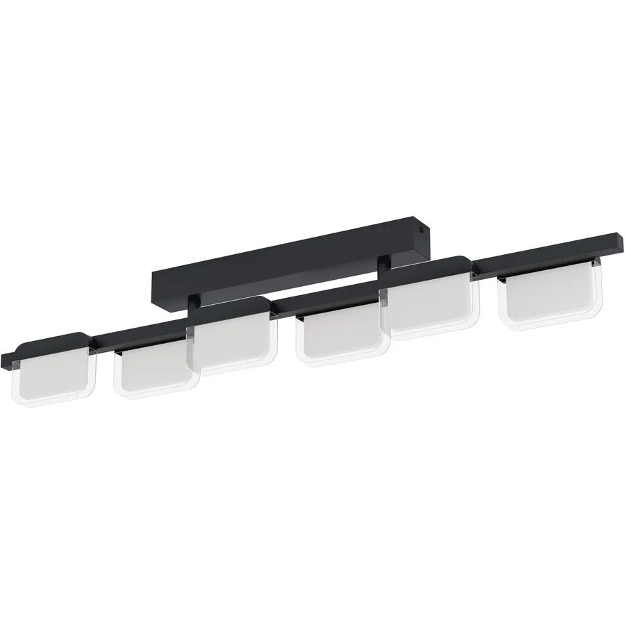 Eglo Deckenlampe Ervidel Schwarz Stahl/Kunststoff 6 cm 93 cm - Farbe: Schwarz/klar/satiniert - LED - Lichtfarbe: Warmweiss - Material:
